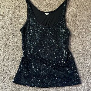 J crew black sequin tank size small